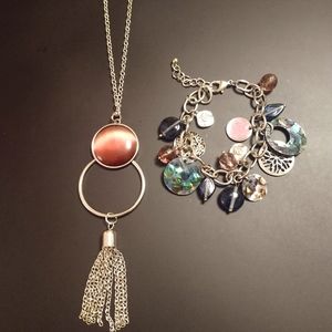 Silvertone Necklace & Charm Bracelet